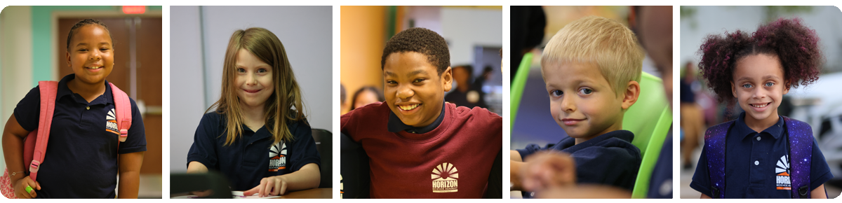 Collage of five individual student portraits